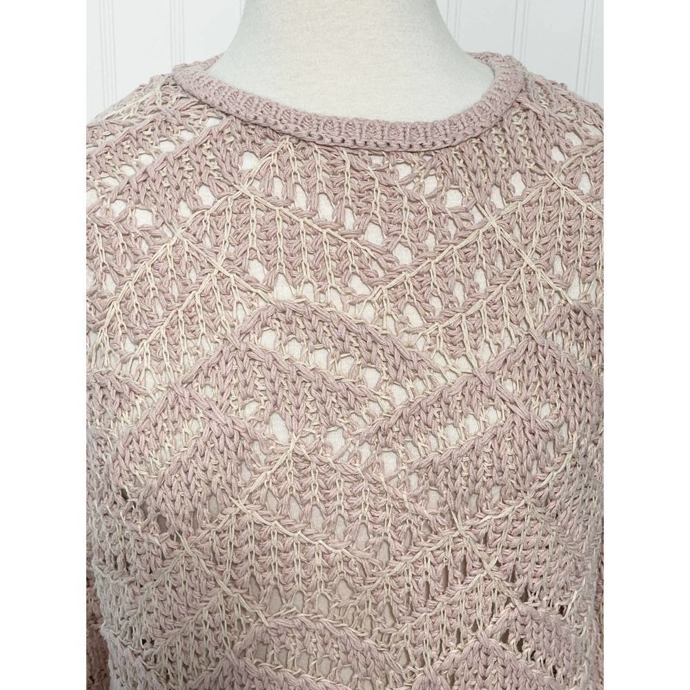 Universal Thread Open Knit Sweater Crew Neck Long Sleeve Pullover‎ Pink Cream XL - Picture 5 of 12
